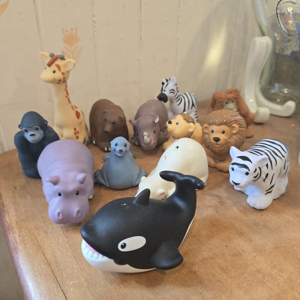 Fisher Price Little People Zoo Talkers Animal Lot Figures Giraffe Lion Whale Toy